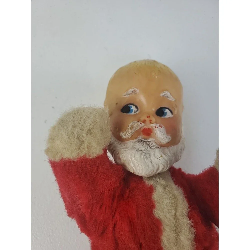 Vtg 1955Knickerbocker Toys BABY SANTA Rubber Face Plush Christmas Toy w/Tag Read